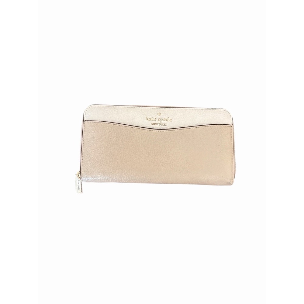 Kate Spade Large Leila Continental Wallet Warm Beige Leather Colorblock Classic